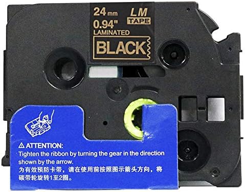 6/Pack LM Tapes - LMe-354 Premium 1" Gold Print on Black Label Compatible with Brother TZe-354 P-Touch and Includes Tape Color/Size Guide. Replaces TZ354 24mm 0.94 Laminated