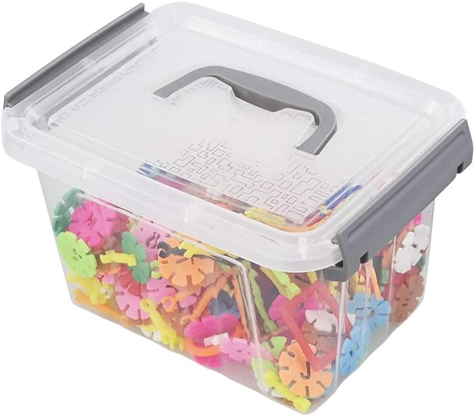 Vababa 6-Pack 3 L Clear Plastic Latch Storage Boxes with Gray Lids