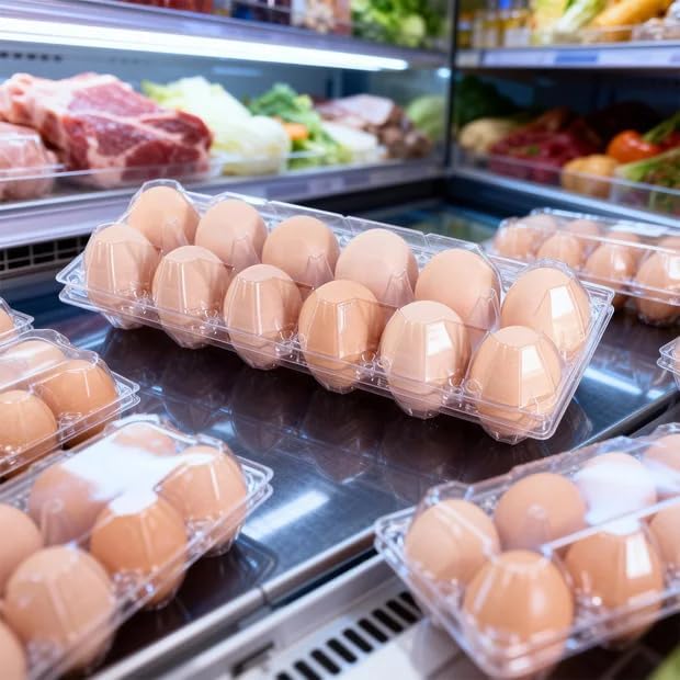 120 Pcs 12 Count Plastic Egg Cartons Cheap Bulk, 2x6 Grids Clear Empty Egg Cartons, Clear Egg Containers for Fresh Chicken Eggs for Chicken Farm Business Market, Refrigerator Use