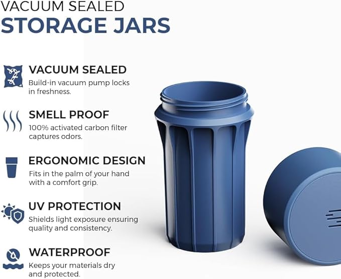 Staze Preserve Vacuum Sealed Storage Jars (148ml) | Herb Storage & Food Storage Container with Protection - (REEF)