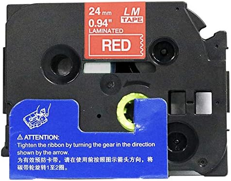 6/Pack LM Tapes - LMe-455 Premium 1" White Print on Red Label Compatible with Brother TZe-455 P-Touch and Includes Tape Color/Size Guide. Replaces TZ455 24mm 0.94 Laminated