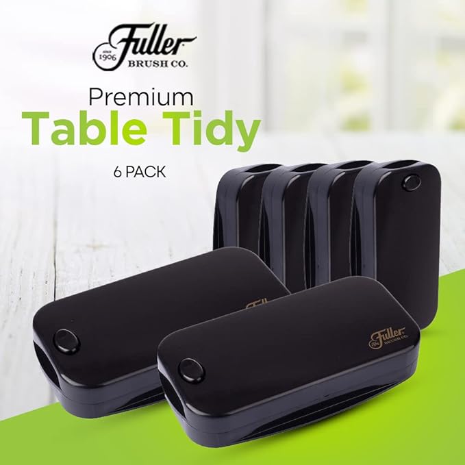 Fuller Brush Premium Table Tidy – Handheld Crumb Sweeper for Tabletops – Compact Crumb Remover with Bristle Rows – Easy to Use, Durable & Portable Cleaning Tool, Black (Pack of 6)