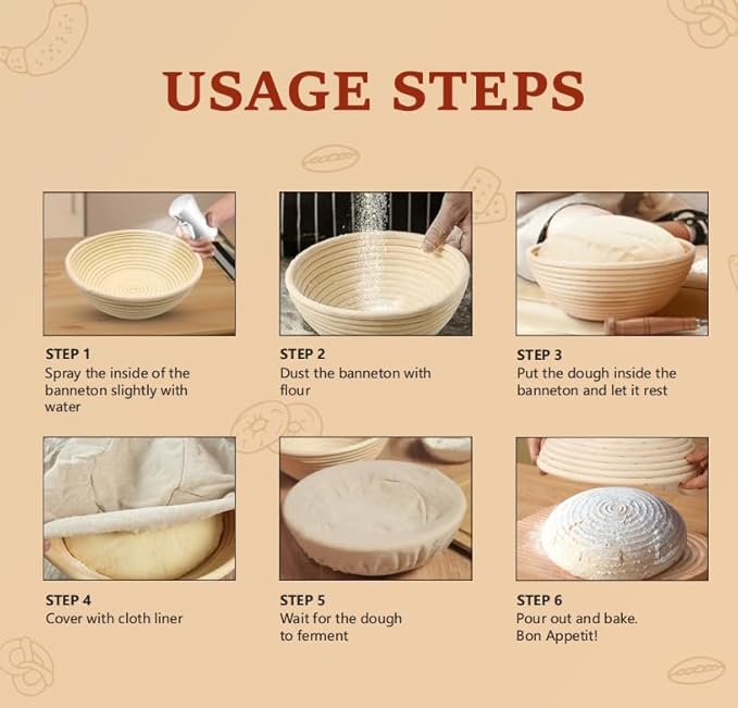 Terronix Bread proofing baskets for sourdough 19-Piece Set ，9" Round & 10" Oval Sourdough basket，Sour dough tools，Including bread pull ring, dough mixer,Complete Sour dough starter kit