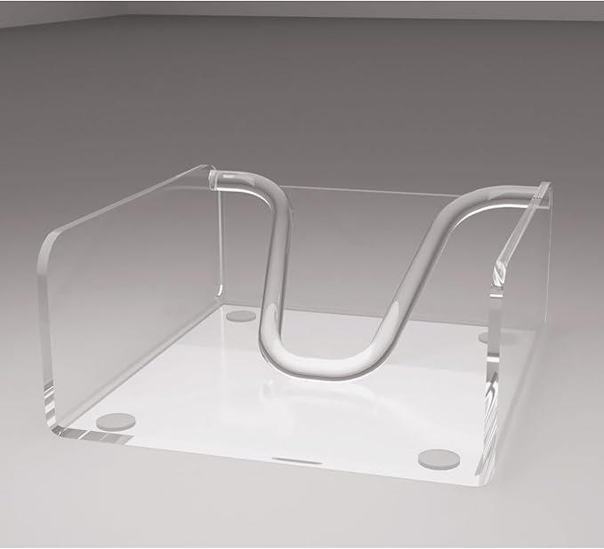 Sarpu Tecz Clear Acrylic Napkin Holder Cocktail Napkin Holders with Weight Arm, 6.5"x6.5" Acrylic Luncheon Napkin Holder for Kitchen Counter, Dining Table, Bathroom Vanity (2pcs)