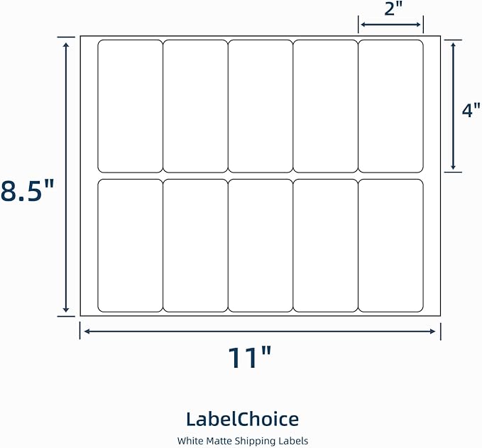 500 Sheets 5000 Pcs 2”x4” 10 Up Shipping Address Labels Compatible with Laser and Inkjet Printers, 2x4 10 Per Page Strong Adhesive Internet Mailing Shipping Labels