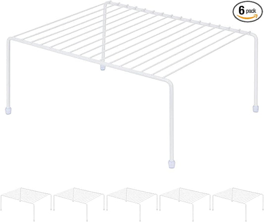 JBESUHI Medium (13.1 x 10.2 Inch) Cabinet Storage Shelf Rack, Shelves，Kitchen Counter and Cabinet Shelf, Storage Rack Organizer for Kitchen, Fridge, Cabinet, Bathroom Cupboard& Pantry (6, White)