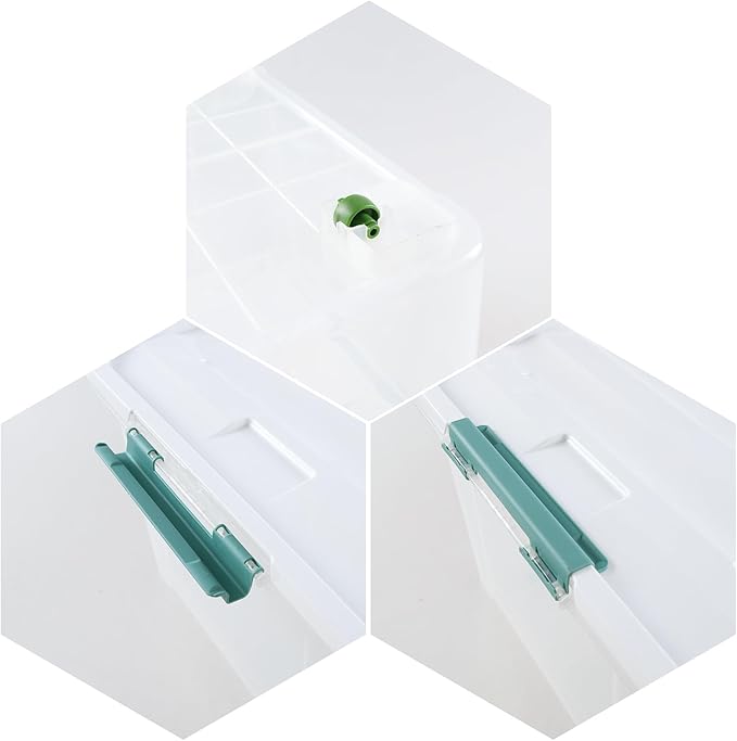 4 Packs 85 Quarts Large Clear Storage Boxes with Wheels, Plastic Latching Bins Totes Set