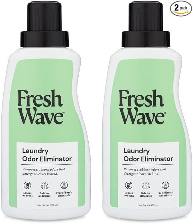 Fresh Wave Odor Removing Laundry Booster, 24 fl. Oz., Pack of 2 - Laundry Scent Booster, Safer Odor Relief, Natural Plant-Based Odor Eliminator, Pet Bedding, Activewear, Blankets & Fabrics
