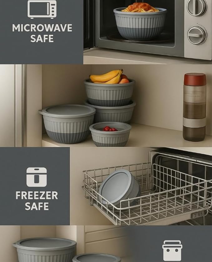Mixing Bowls with Airtight Lids – 8 Piece Nesting Kitchen Set – BPA-Free, Leak-Proof & Stackable – Dishwasher, Microwave & Freezer Safe