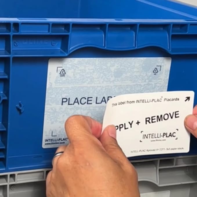 INTELLI-PLAC Label Holder for Containers, Totes, Bins (25, 4X6 Portrait) Permanent Label Holder Makes It Easy to Apply-Remove-Replace Your Labels. Prevent Sticky Residue & Messy Overlapping of Labels