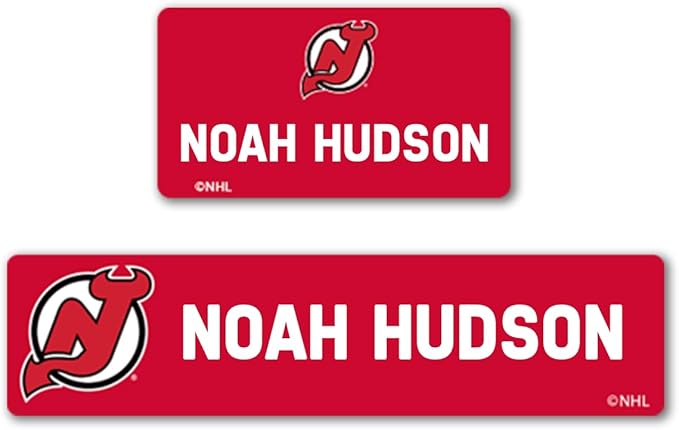 NHL Hockey Labels - Custom Peel and Stick, Waterproof Label - Great for Organization, Sports, School, Day Camp Labels - 155 Pack (New Jersey Devils)