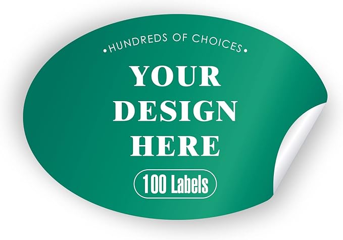 Custom Stickers Personalized Labels - Customized Stickers with Any Design Image Logo Text,Custom Thank You Label Stickers,Custom Stickers for Business Logo,100 Labels (Oval,2"x1")