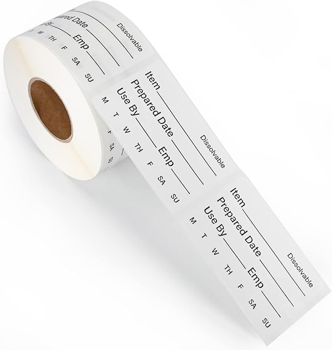 L LIKED 500 Pcs Dissolvable Food Labels Large Size 2" x 3" Food Storage Stickers Use by Shelf Life Labels for Food Storage