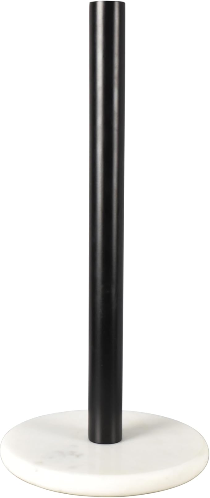 happimess PRH2000F Avery Modern Classic Metal with Non Slip Weighted Marble Base Paper Towel Holder, for Bathroom Kitchen Countertop, Standard or Jumbo-Sized Roll Paper, White/Black