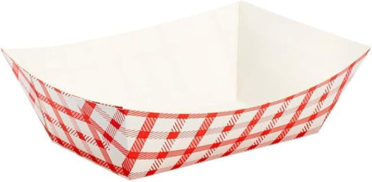 Karat FP-FT100G Food Tray 1 lb - Checkered Red (Case of 1000)