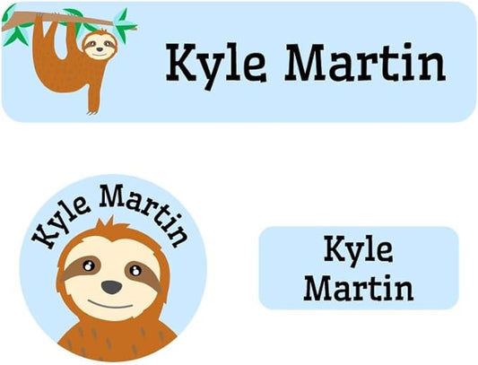 Name Bubbles - Kids Custom Name Labels for Daycare, School, Camp (144 Labels) - Personalized Waterproof Name Stickers for Clothes Tags, Lunch Boxes, Water Bottles, & School Supplies (Sloth)