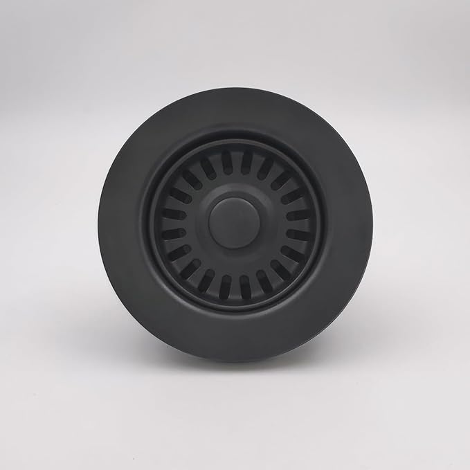 Black Polymer Drain Kitchen Sink Drain Assembly with 2 Removable Basket Strainers and Rubber Stopper for 3.5-Inch Drain Openings, Matching Color of Quartz Granite Sinks