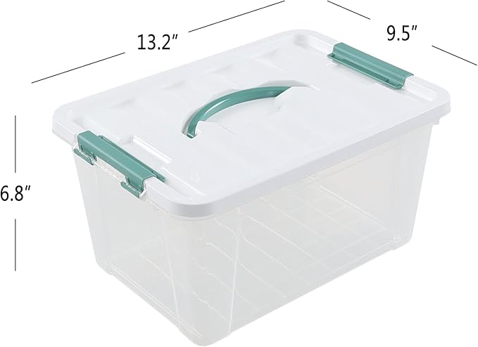 6-pack 14 Quarts Latching Storage Boxes, Clear Plastic Bins with Lids and Handles