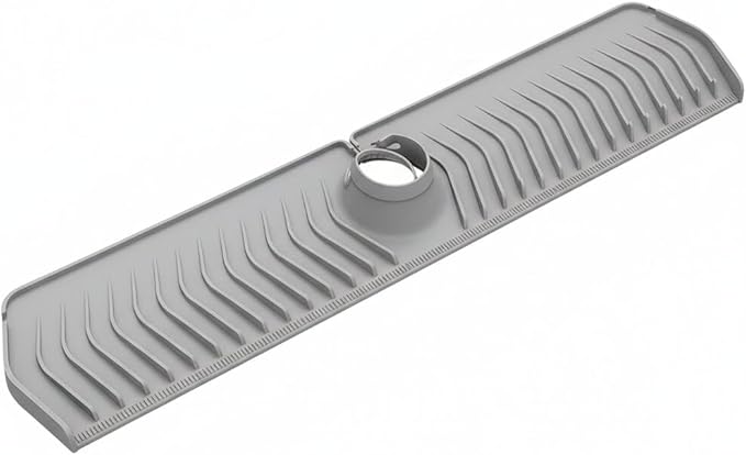30-inch Long Kitchen Sink Faucet Mat Solicone Water Splash Guard, 7° Slope Fast Self-draining Backsplash Guard Sink Protectors for Kitchen