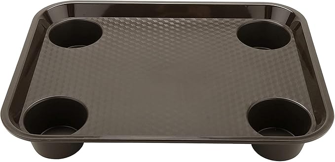G.E.T. FT-20-BR BPA-Free Stackable Cafeteria / Fast Food Tray, 17" x 14", Brown (Set of 12)