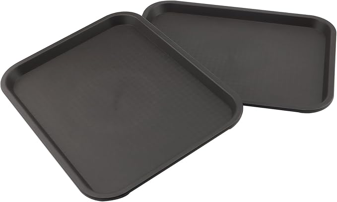 MAHIONG 15 Pack 14 x 10 Inch Brown Fast Food Tray, Large Rectangular Restaurant Serving Trays, Plastic Cafeteria Trays School Lunch Trays