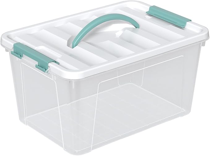 12 Quart Plastic Latching Box with Handle, Clear Storage Bin with Lid, 1 Pack