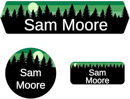 Name Bubbles - Kids Custom Name Labels for Daycare, School, Camp (144 Labels) - Personalized Waterproof Name Stickers for Clothes Tags, Lunch Boxes, Water Bottles, & School Supplies (Forest Sky)