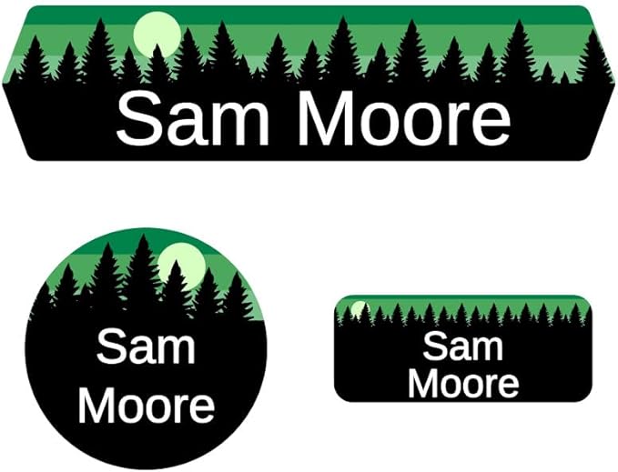 Name Bubbles - Kids Custom Name Labels for Daycare, School, Camp (102 Labels) - Personalized Waterproof Name Stickers for Clothes Tags, Lunch Boxes, Water Bottles, & School Supplies (Forest Sky)