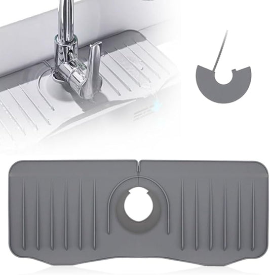 Faucet Guard And Draining Mat For Sink 2024 New Update Faucet Mat For Kitchen Sink,Kitchen Sink Splash Guard,Sink Splash Guard,Faucet Mat (grey, A)