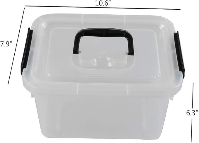 Begale 5 Quart Plastic Small Storage Container, Clear Latch Box with Latches, 4-Pack