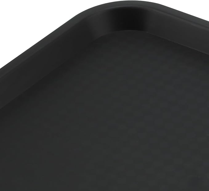 MAHIONG 8 Pack 16 x 12 Inch Black Fast Food Tray, Large Rectangular Restaurant Serving Trays, Plastic Cafeteria Trays School Lunch Trays