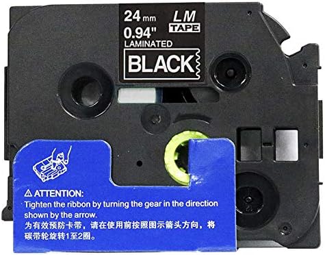 6/Pack LM Tapes - LMe-355 Premium 1" White Print on Black Label Compatible with Brother TZe-355 P-Touch and Includes Tape Color/Size Guide. Replaces TZ355 24mm 0.94 Laminated
