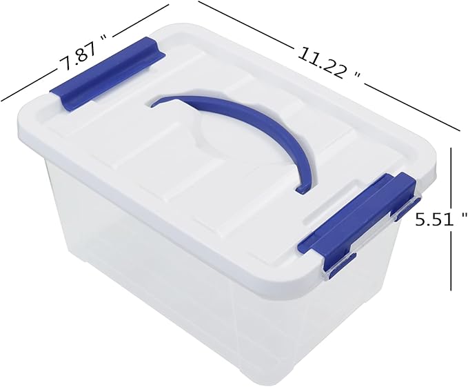 7 Quart Plastic Storage Boxes, 6 Pack Clear Storage Bins with Lids