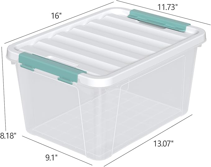 Saedy 20 Quart Plastic Storage Bins with Latching Lids, 6 Packs Clear Container Box for Storage