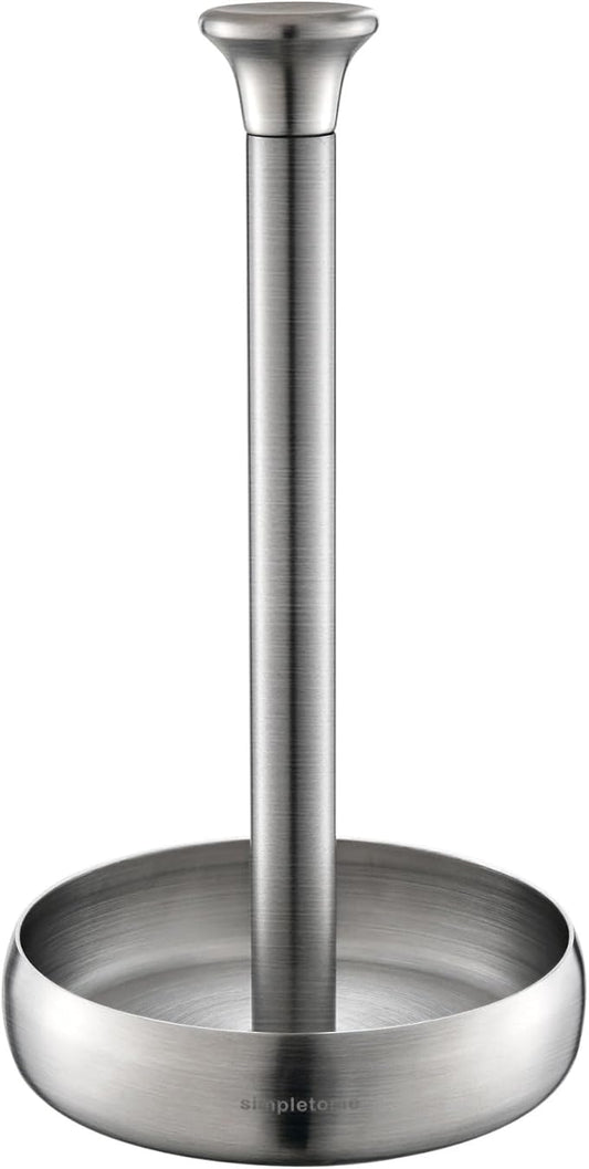 simpletome Paper Towel Holder Countertop Keep It Rolled Up Weighted Base (304 Brushed Silvery)