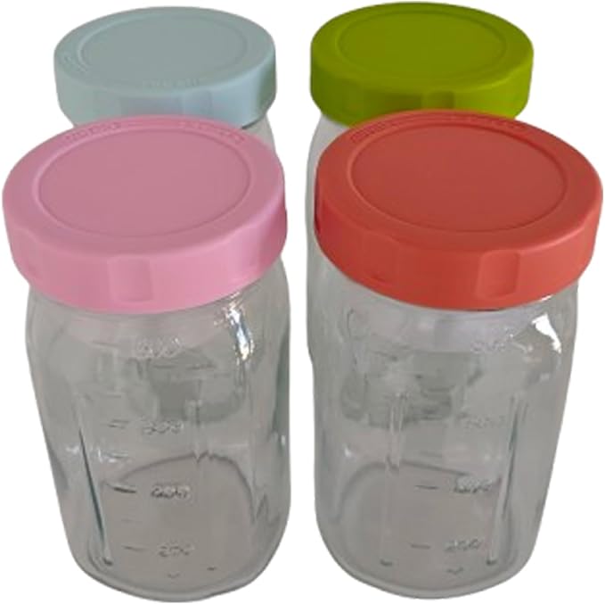 4 Pack Glass Salad Jars with Lids,32oz Mason Jars for Meal Prep,Leakproof Lunch Container with Two Small Built-in Boxes for Wet/Dry Separation of Salad Dressing and Dry Ingredients (Multicolor-2 Tier)