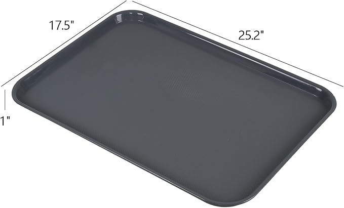 Readsky 6 Packs Gray Extra Large Rectangle Plastic Trays, 25.2" x 17.5" Multi-Purpose Rectangular Trays, Boot Tray, Serving Tray