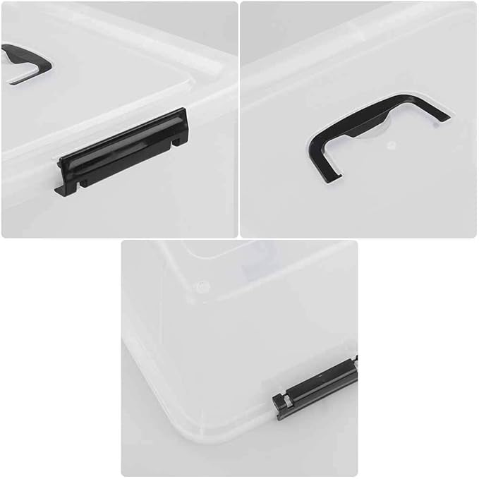 17.5 L Plastic Large Storage Box, Clear Latch Bin with Handle and Lid, Set of 4