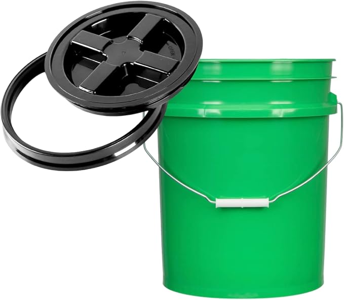 House Naturals 5 Gallon Food Grade Plastic Bucket with Screw on Air Tight Lid (Pack of 2)