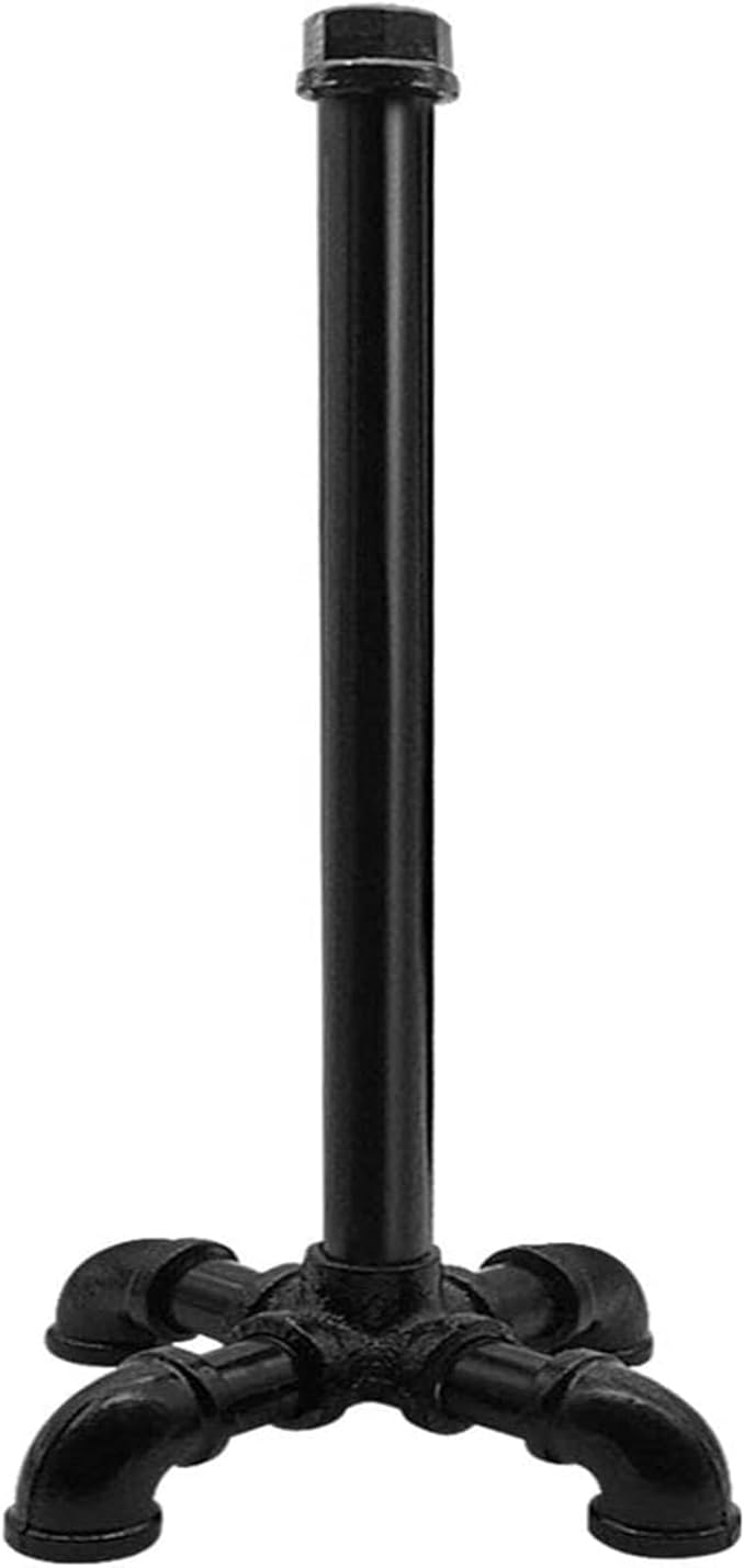 TLBTEK Stand Up Toilet Paper Holder Stand,Heavy Duty Iron Farmhouse Industrial Paper Towel Rack,Rustic Vintage Tissue Roll Pipe Holder for Bathroom, Bedroom, Kitchen (Matte Black)