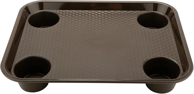 G.E.T. FT-20-BR BPA-Free Stackable Cafeteria / Fast Food Tray, 17" x 14", Brown (Set of 12)