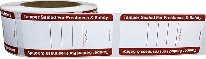 500 White Tamper Evident Food Seal Stickers with Date and Time, Labels for Food Containers, 2 x 4 Inches, Writable Tamper Proof Stickers, Tamper Evident Tape - Ideal for Secure Food Delivery