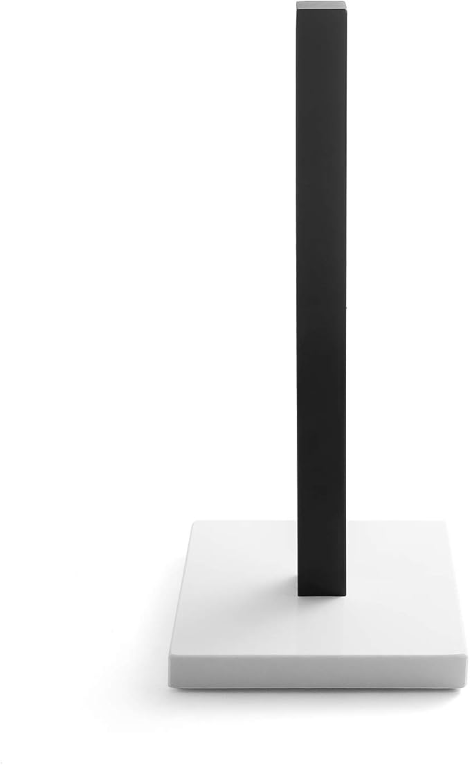 LUTAVOY Paper Towel Holder Kitchen Standing Paper Towel Roll Holder with Marble Base for Bathroom Kitchen Countertop(Matt Black,White Base KZ60)