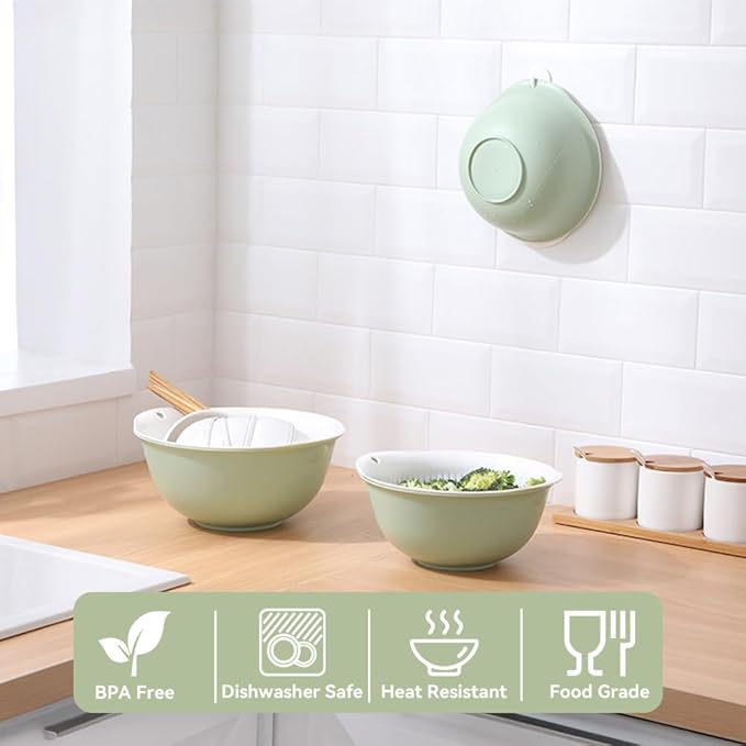 LUMUMIX Colander Bowl Set of 2, Nesting Large Capacity Plastic Food Strainer for Pasta, Vegetables and Fruits Washing Draining Basket, Space Saving, BPA Free