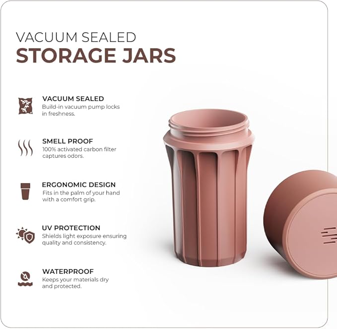 Staze Preserve Vacuum Sealed Storage Jars (148ml) | Herb Storage & Food Storage Container with Protection (Desert Trio)