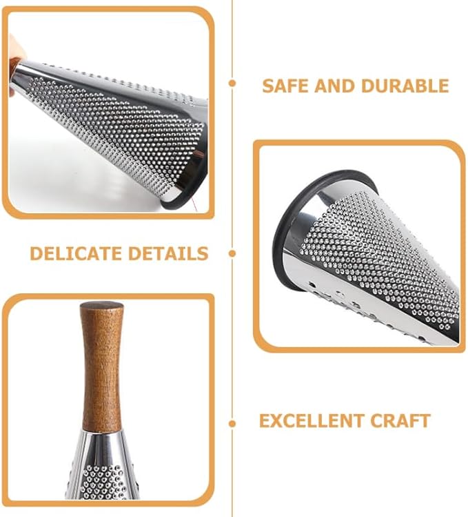 OFFSCH Kitchen Grater Potato Grater Fruit Chopper Home Tools Cheese Grater Vegetable Stripper Handle Cheese Graters Cone-Shaped Vertical Kitchen Accessory Wood
