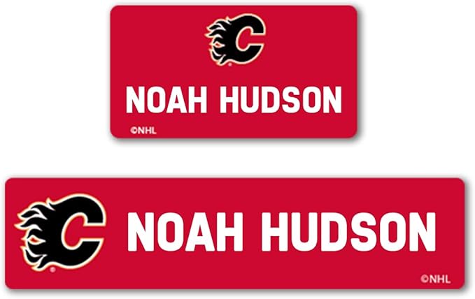 NHL Hockey Labels - Custom Peel and Stick, Waterproof Label - Great for Organization, Sports, School, Day Camp Labels - 155 Pack (Calgary Flames)