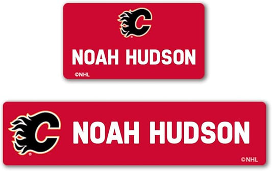 NHL Hockey Labels - Custom Peel and Stick, Waterproof Label - Great for Organization, Sports, School, Day Camp Labels - 155 Pack (Calgary Flames)