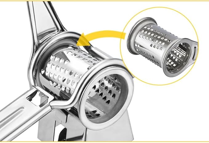 PRETYZOOM Stainless Steel Crank Grater Manual Rotary Cheese Shredder for Kitchen Use Grating Garlic and More Rustproof