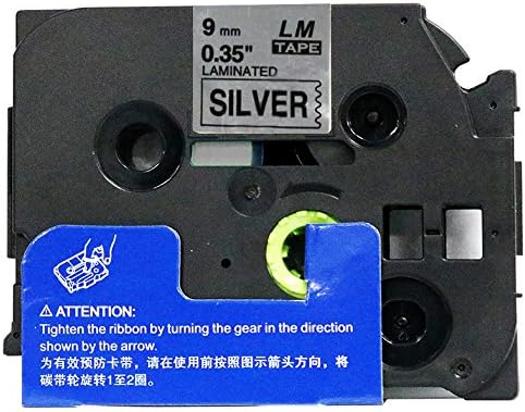 1/Pack LM Tapes - LMe921 Premium 3/8" Black Print on Silver Label Compatible with P-Touch TZe-921 Tape and Includes Tape Color/Size Guide. Replaces TZ-921 9mm 0.35 Laminated.